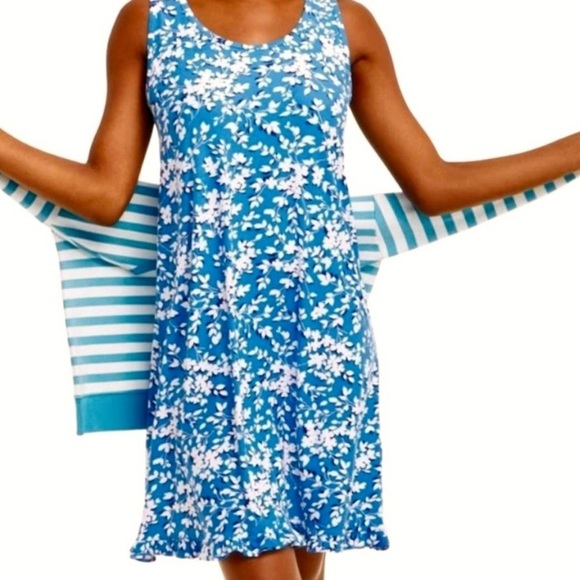 Draper James Dress Size Small / Medium Blue Flowy Ruffle Hem Sleeveless Flowy - Picture 3 of 12